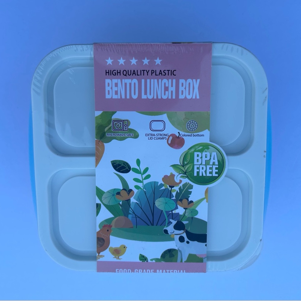 Bento Snack Box Containers, 4 Compartments, 3 Pack